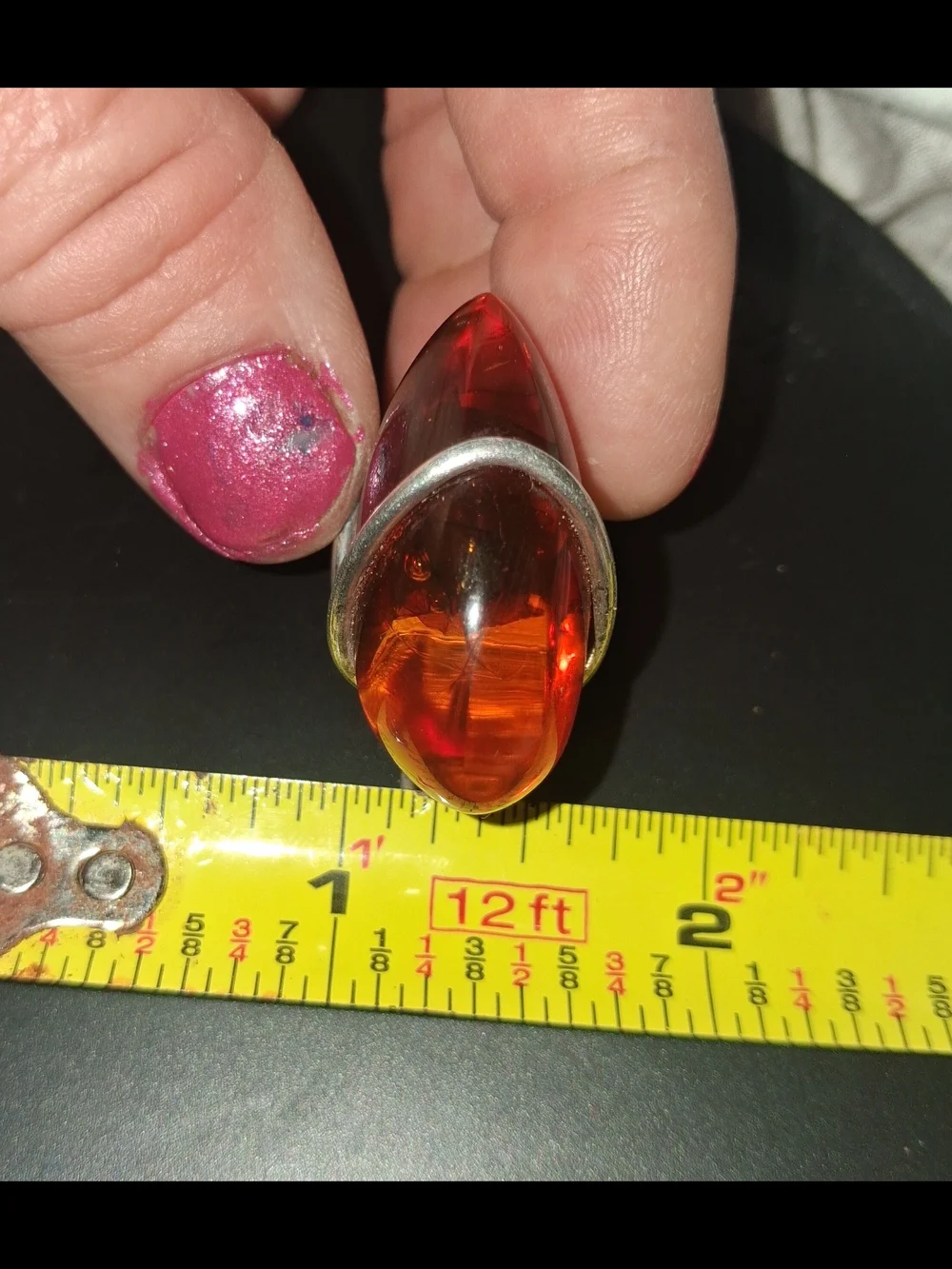 Vintage Sterling Silver Set. Amber Puff Heart Pendant With Oval Amber Ring 7.5